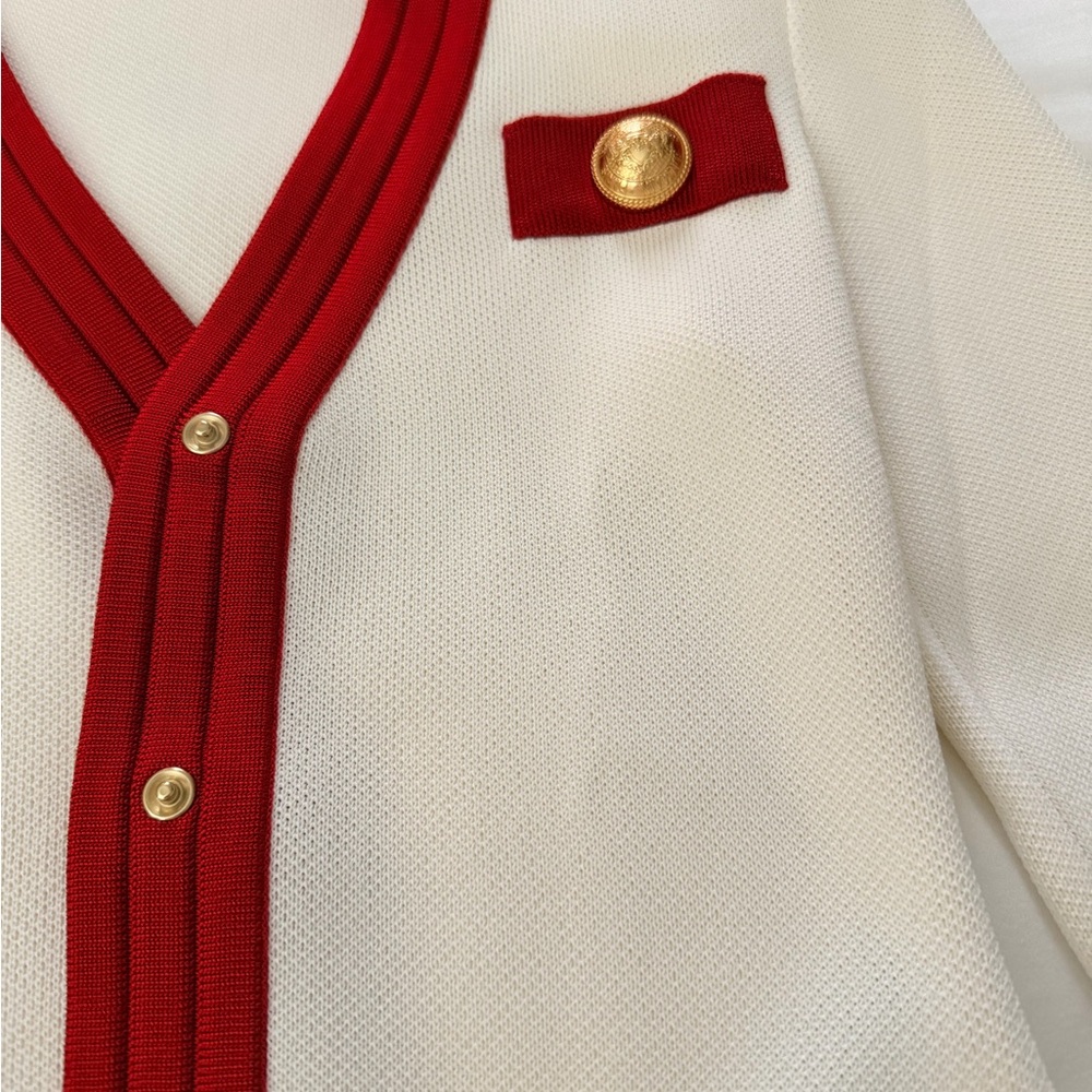 Authentic Balmain Cardigan with Gold Accents - Picture 6 of 9